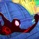Animated Spider-Man Miles Morales swings across the Spider-Verse.